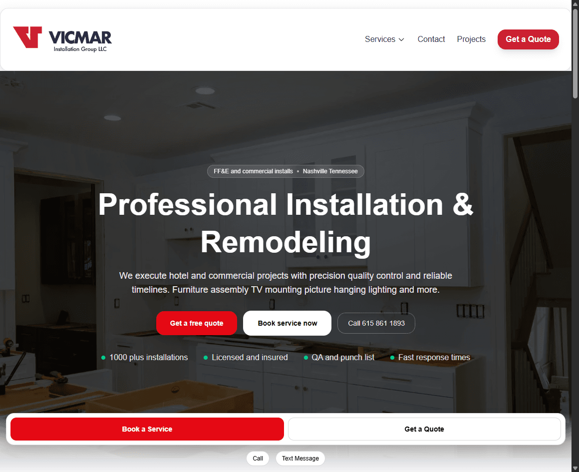 Página profesional Vicmar Installations